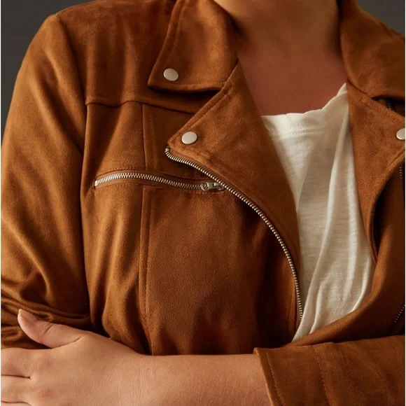 {Anthropologie} Faux Suede Moto Jacket Size M NWT